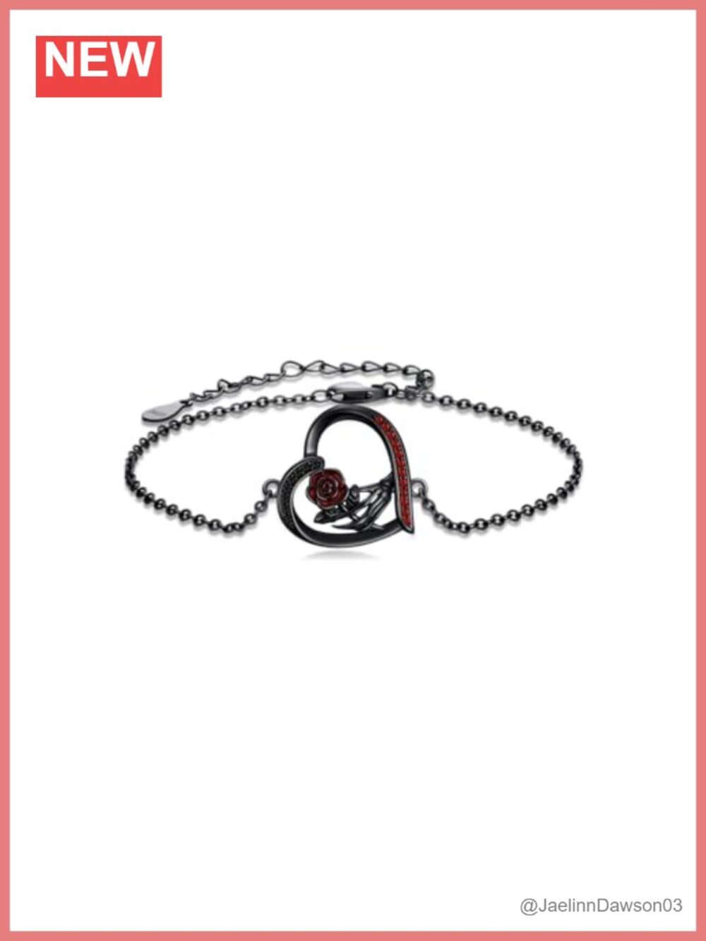 925 Sterling Silver Skeleton Hand Rose Bracelet Gothic Link Jewelry